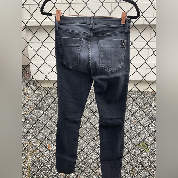 Black Orchid Distressed Black Skinny High waist jeans with ripped knee style . - Picture 4 of 11